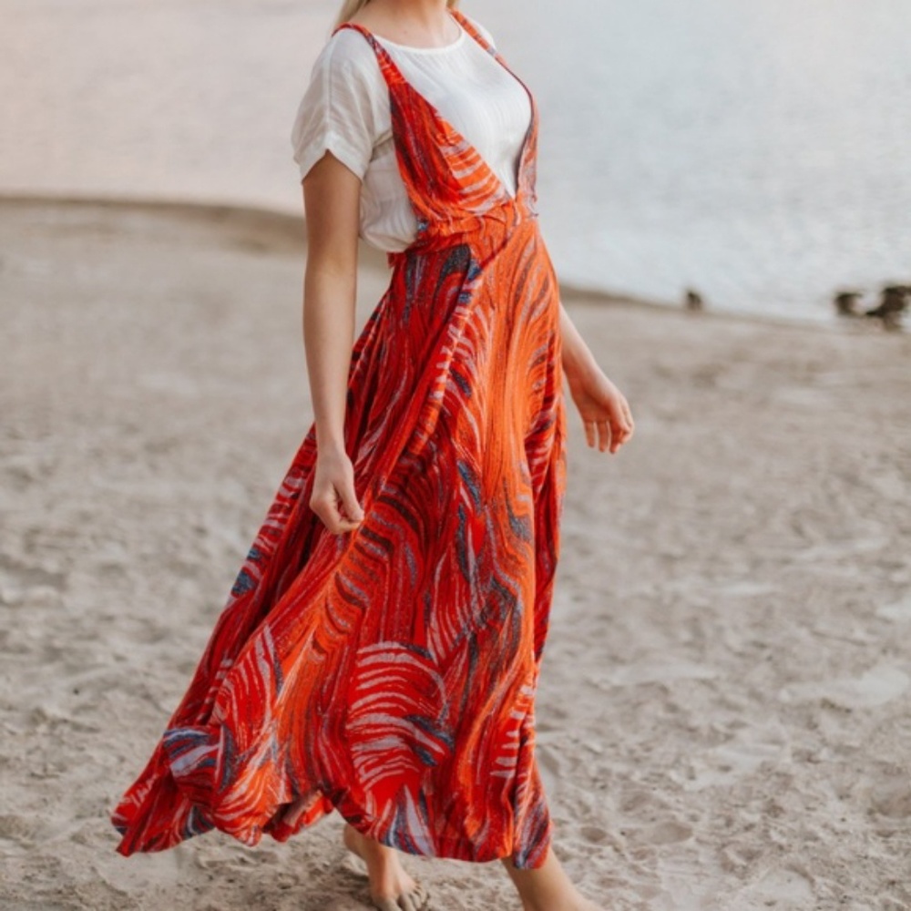 Free People Red A Thousand Kisses Maxi Dress